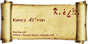 Koncz Áron névjegykártya